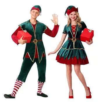

Free Shippings 2019 New Coded Christmas Clown Costume adult Men And Women Couple High-end Christmas Costume Stage Costumes
