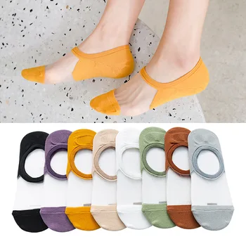 

Women Sock Slippers 2020 New Fashion Color Summer Style Thin Women No Show Transparent Ankle Socks Trendy Women Invisable Socks