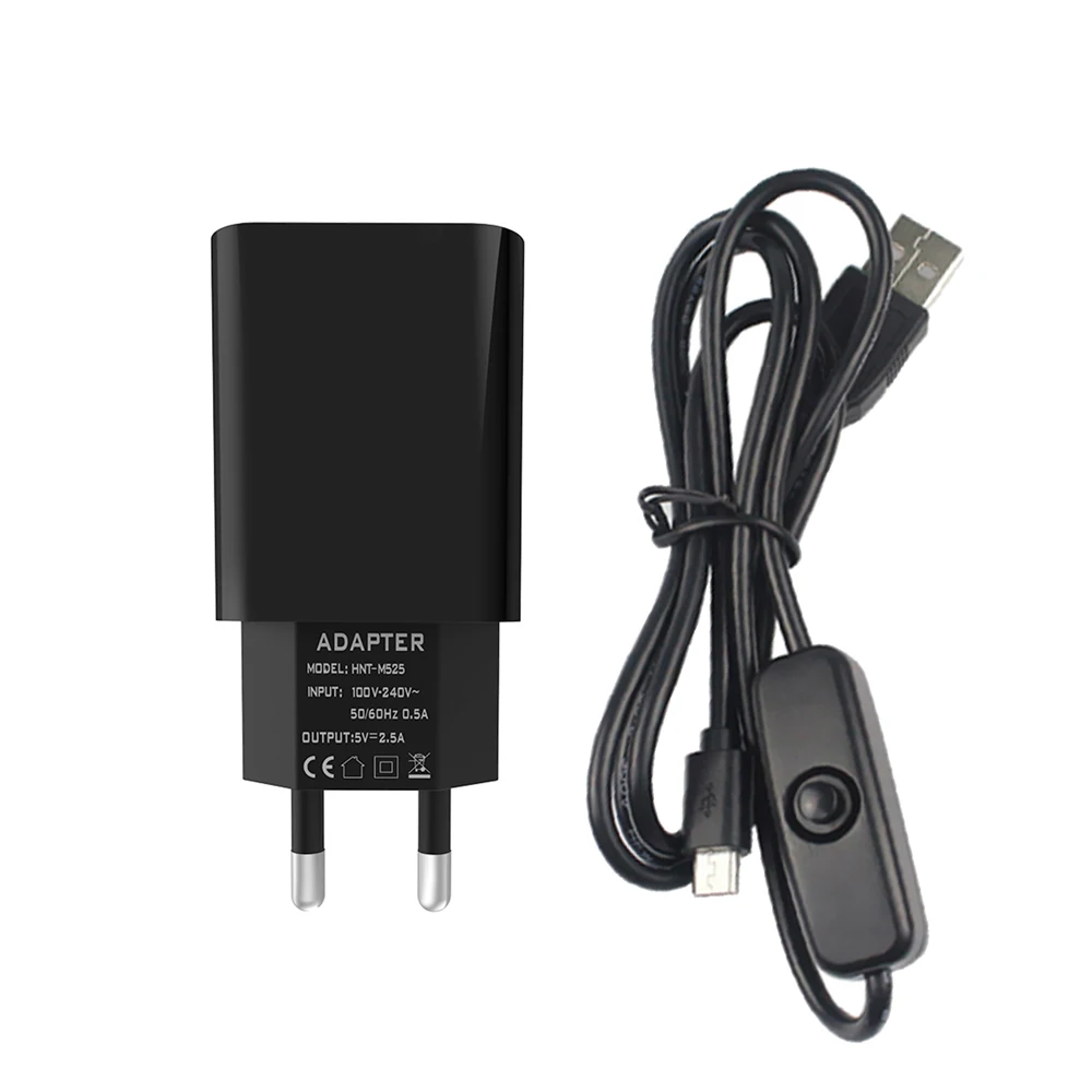 Источник питания DC 5V 2A EU зарядное устройство адаптер питания Micro usb зарядный кабель с переключателем для Arduino для Raspberry Pi 3 2 - Цвет: adapter with cable