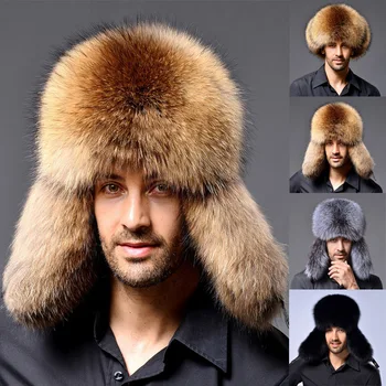 

Winter Imitation Fur Male Locomotive Hat Thick Warm Middle-aged Ear Protection Cold Hat for Men Women TY53