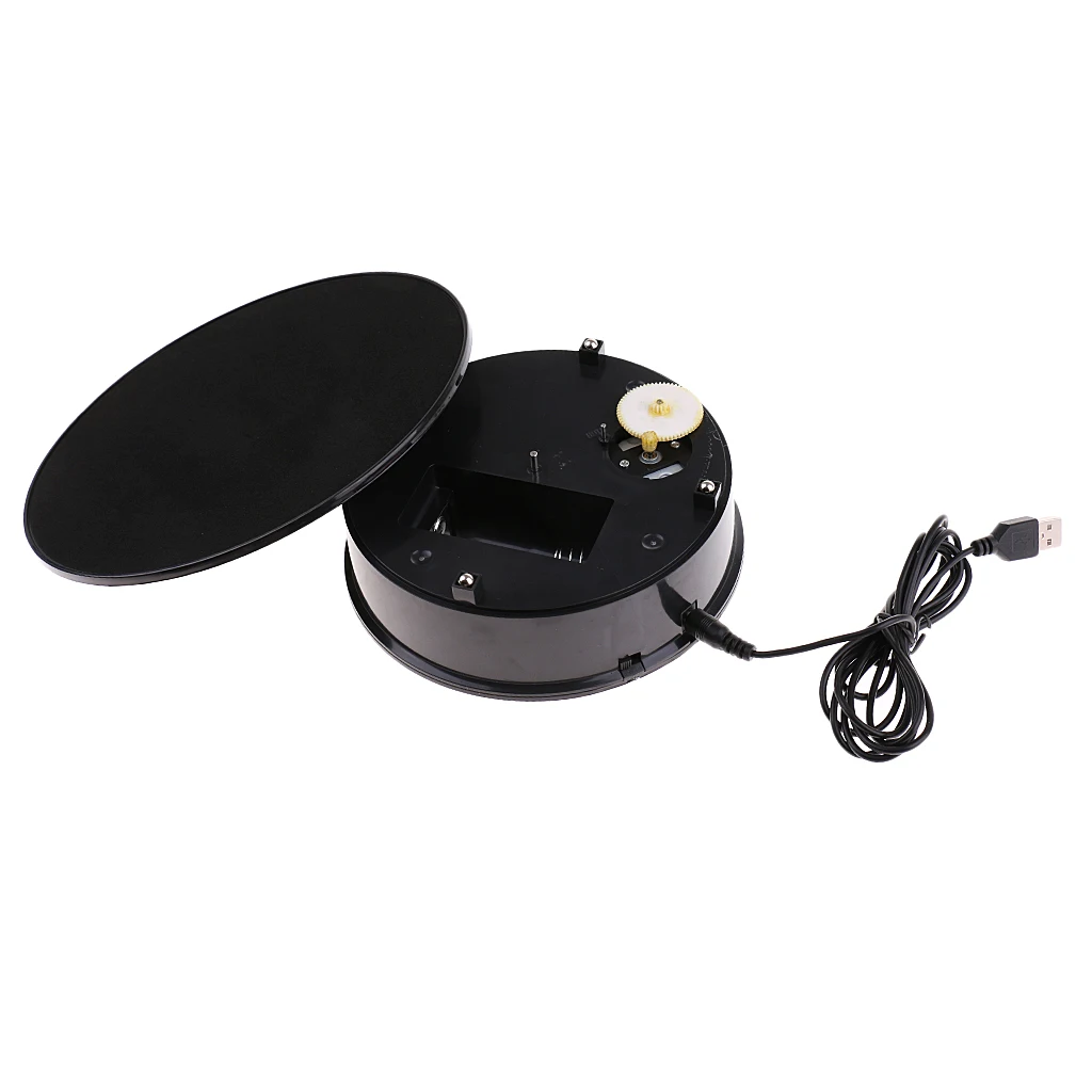Черный вращающийся на 360 ° поворотный стенд для ювелирных изделий с usb портом или