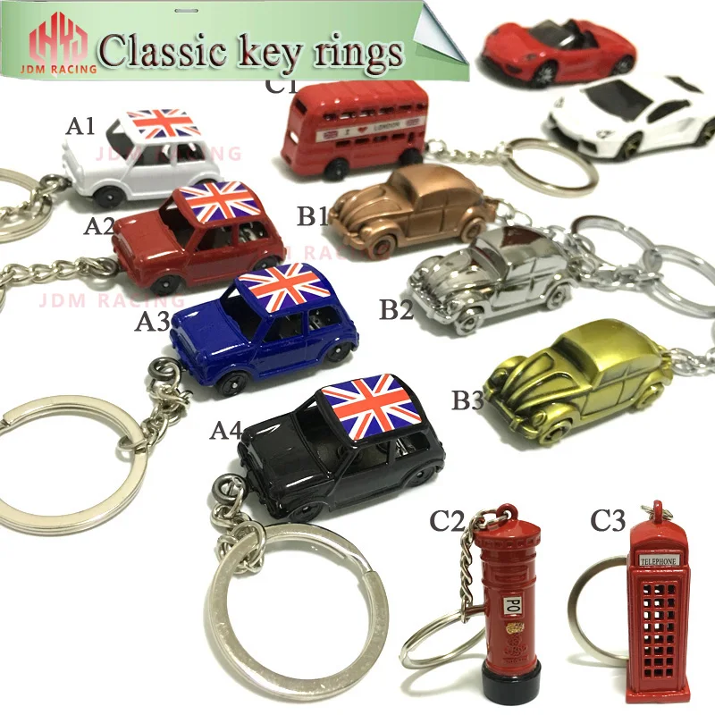 

Car Alloy Keychain Keyring Pendant Car Model Key Chain Ring Holder for Mini Cooper Car Key ring decor Keyfob Key Holder