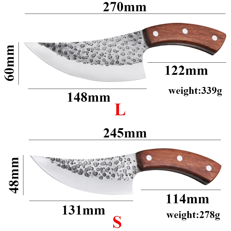 2 размера ручной работы, кованый нож из высокоуглеродистой стали, кухонные ножи, нож для мясника, нож для мяса, инструмент для приготовления пищи на открытом воздухе