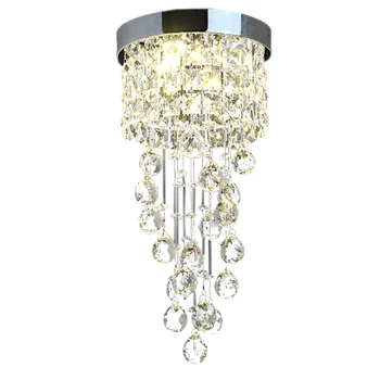 

New Modern Led Crystal Aisle Lights Living Room Hallway Entrance Balcony Hotel Hanging Spiral Staircase Small Ceiling Lamp