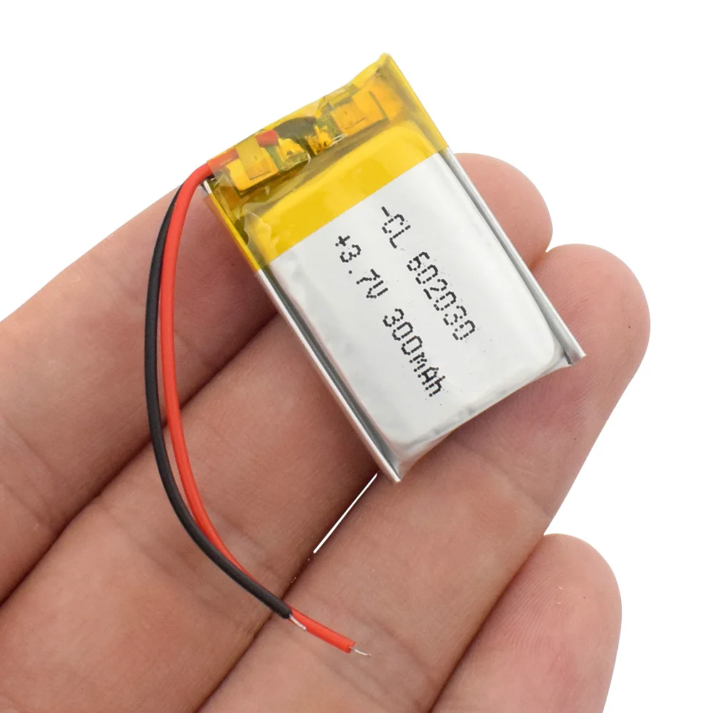 

602030 mini Lipo Rechargeable Lithium Battery 300mAh 3.7V Bluetooth MP3 Wireless Card Audio Recorder Li-ion Cell Batteries