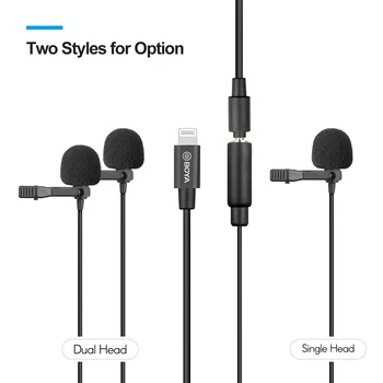 

BOYA Cardioid Lavalier Lapel Clip-on Microphone Detachable Single Head with 3.5mm TRS Cable Compatible with iOS Smartphones MIc