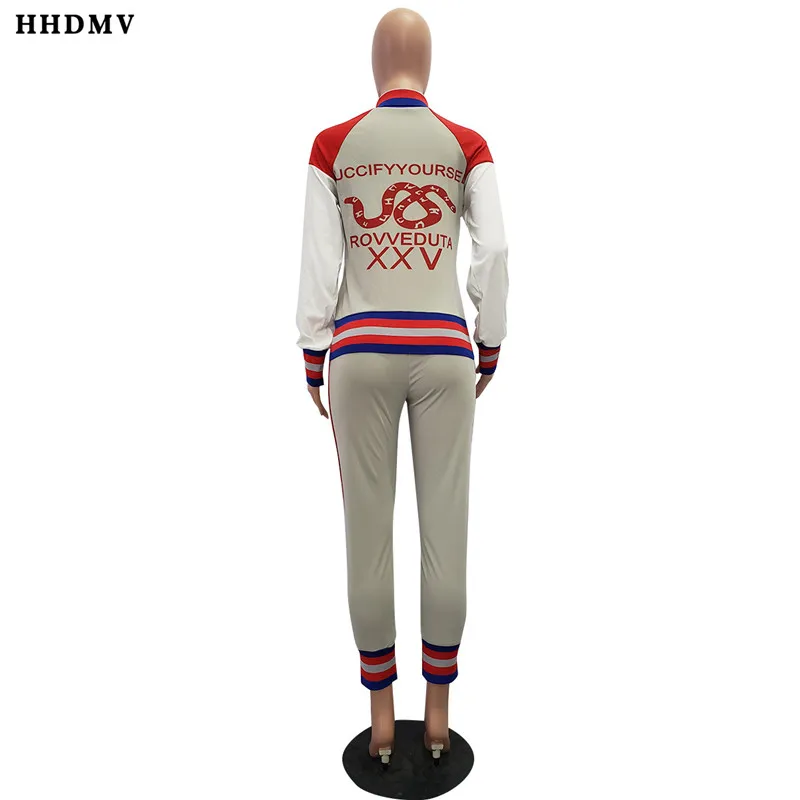 HHDMV GJH1062 street casual movement style sets long sleeve lapel zipper top elastic long pants printed two piece sets