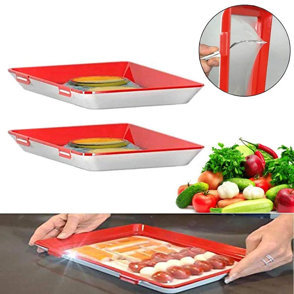 TEENRA Creative Food Preservation Tray Stackable Food Fresh Tray Magic Elastic Fresh Tray Reusable Food Storage Container