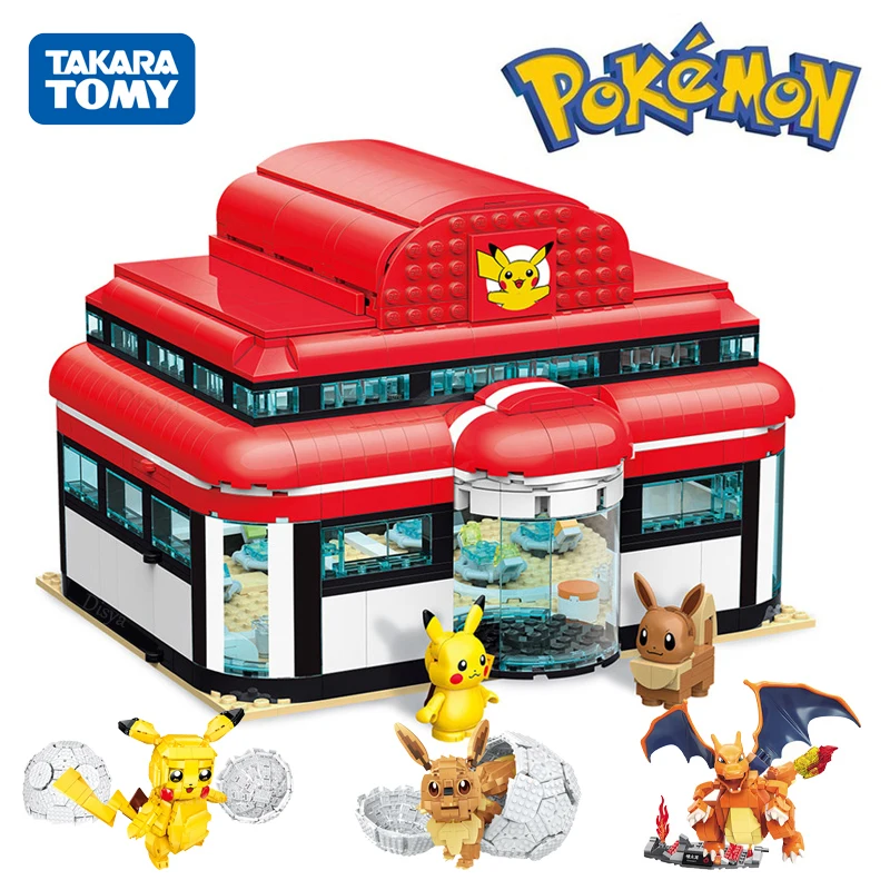 Pokemon Greninja Center House Pikachu Building Blocks Pokemon Cartoon Anime Bricks Set Classic Movie Model Giocattoli Per Bambini Per Regalo