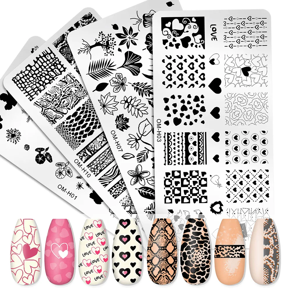 Nail Stickers Art Stamping Template Butterfly Leaves Floral Heart Stamp Plate Stencil Reusable Metal Manicure Nail Accessories