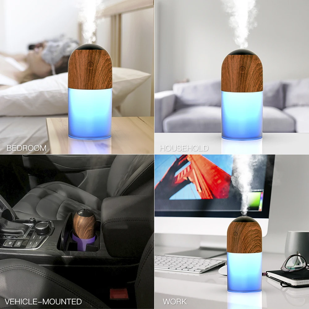 LED Night Light Mini Cool Mist Humidifier 300ml Air Sprayer Diffuser Air Purifier Diffuser Humidificador Color Change Night Lamp