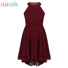 Iiniim/Детские платья с высокой посадкой для девочек; летние праздничные платья для подростков; свадебное платье; детское кружевное платье шифоновый костюм