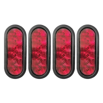 

4PCS Trailer Truck Boat Bus Red LED 6 inch Oval Inch Oval Stop Turn Tail Brake Light Marker Lights Sealed Surface Mount 12V Wate