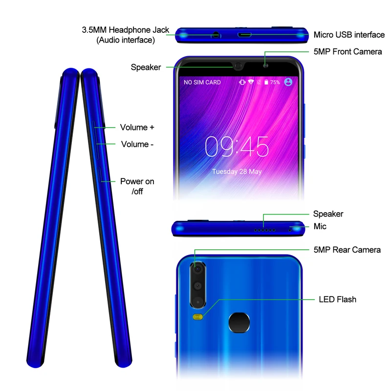 XGODY A70 3g Смартфон Android 8,1 " 18:9 полный экран 1 Гб+ 4 Гб MTK6580 четырехъядерный две sim-карты 5 Мп камера Wi-Fi 2800 мАч мобильный телефон
