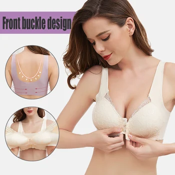 

Front Closure Plus Size Bralette E Cup Sexy Lace Bras For Women Push Up Brassiere Extra-Elastic Breathable Full Cup Bra Female