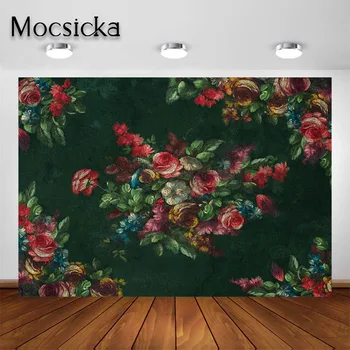 

Mocsicka Christmas Red Flower Backdrop Art Abstract Texture Floral Newborn Baby Portrait Photography Background Photo Studio