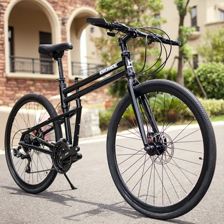 Discount New Brand Folding Bike Aluminum Alloy Frame 26 inch Wheel 24/27 Speed Dual Disc Brake Road Bicycle Bicicleta 5