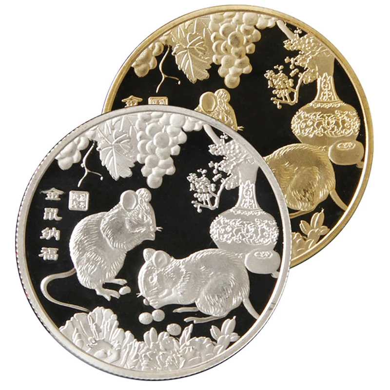 1 шт. цинковый сплав год крысы памятная монета Китайский Зодиак сувенир вызов коллекционная