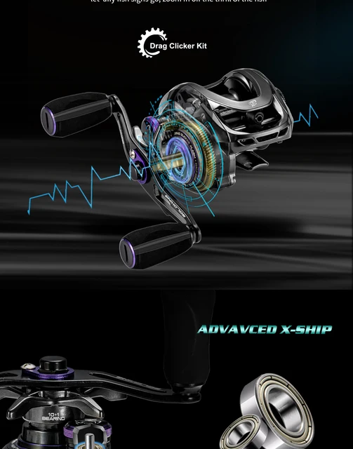 Soloking GKA200 Pro Baitcasting Reel Fishing Reels 9KG Drag Power 6+1 BB  Drag Clicker Sound Baitcaster Reel 베이트 릴