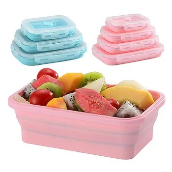 

Kitchen Accessories Silicone Folding Lunch Box Fruit Vegetable Bento Box for Food Container Bowl Cooking Tools Kitchen Gadgets