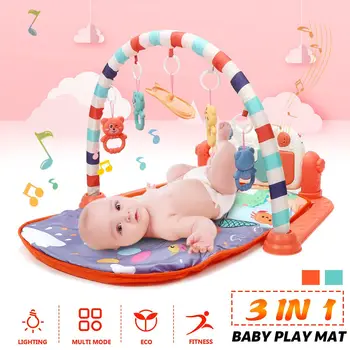 

Baby Infant Gym Play Mat Fitness Multi-functional Music Piano Hanging Toy Funny Educational Puzzle Carpet Kids Rug 76x60x45cm