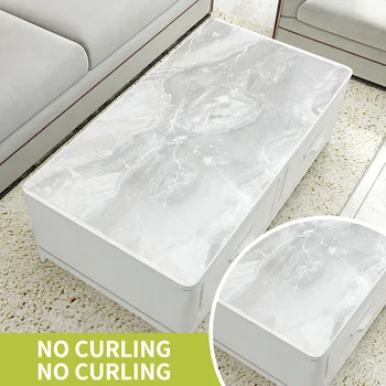 

PVC marble pattern soft glass table cloth waterproof and oil proof transparent modern rectangular dining table kitchen