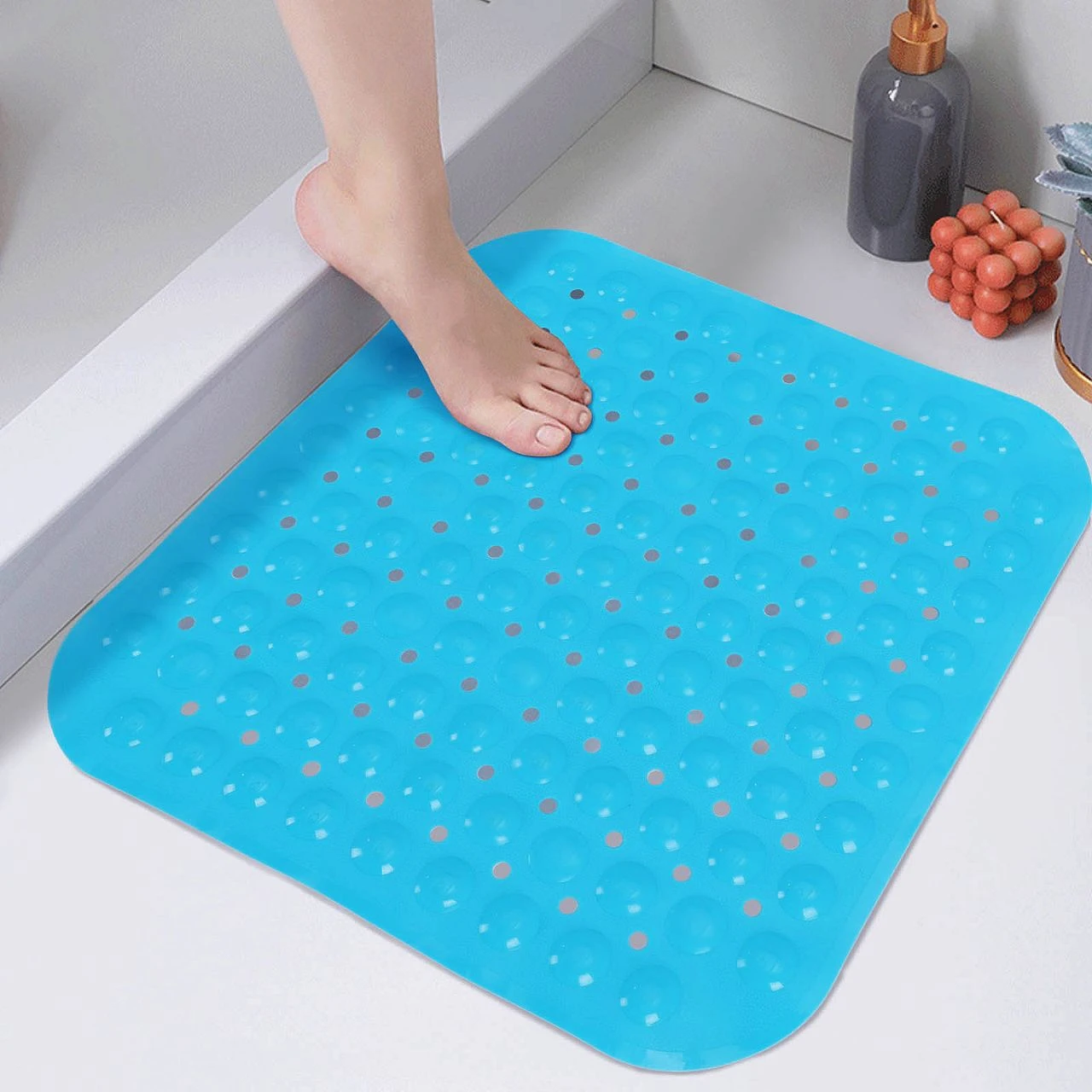 SlipX Solutions 21 X 21 Square Shower Mat In White 056001 The Home