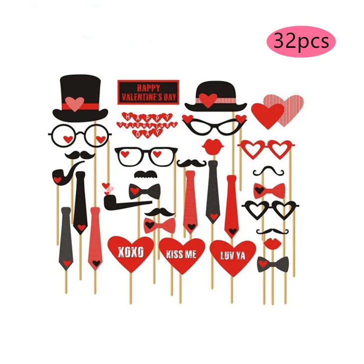 32pcs happy wedding Свадебные украшения Mr Mrs просто женатый Фотофон фото реквизит забавные очки маска День рождения, вечеринка, фото стенд реквизит Выпускной деко - Цвет: 32pcs happy wedding