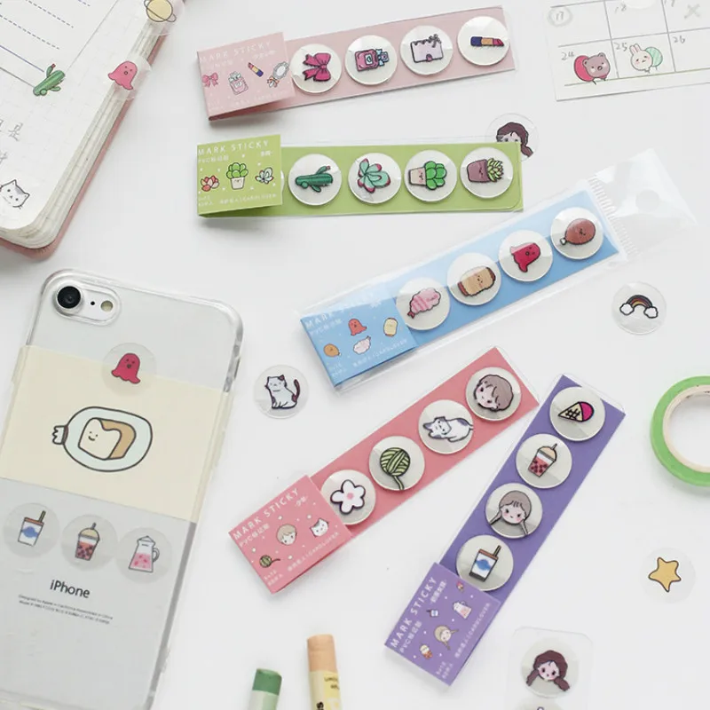 

480PCS Mini Cartoon Desgin Lovely Little Things PVC Round Stickers Pack DIY Index Sticker Marker Gift