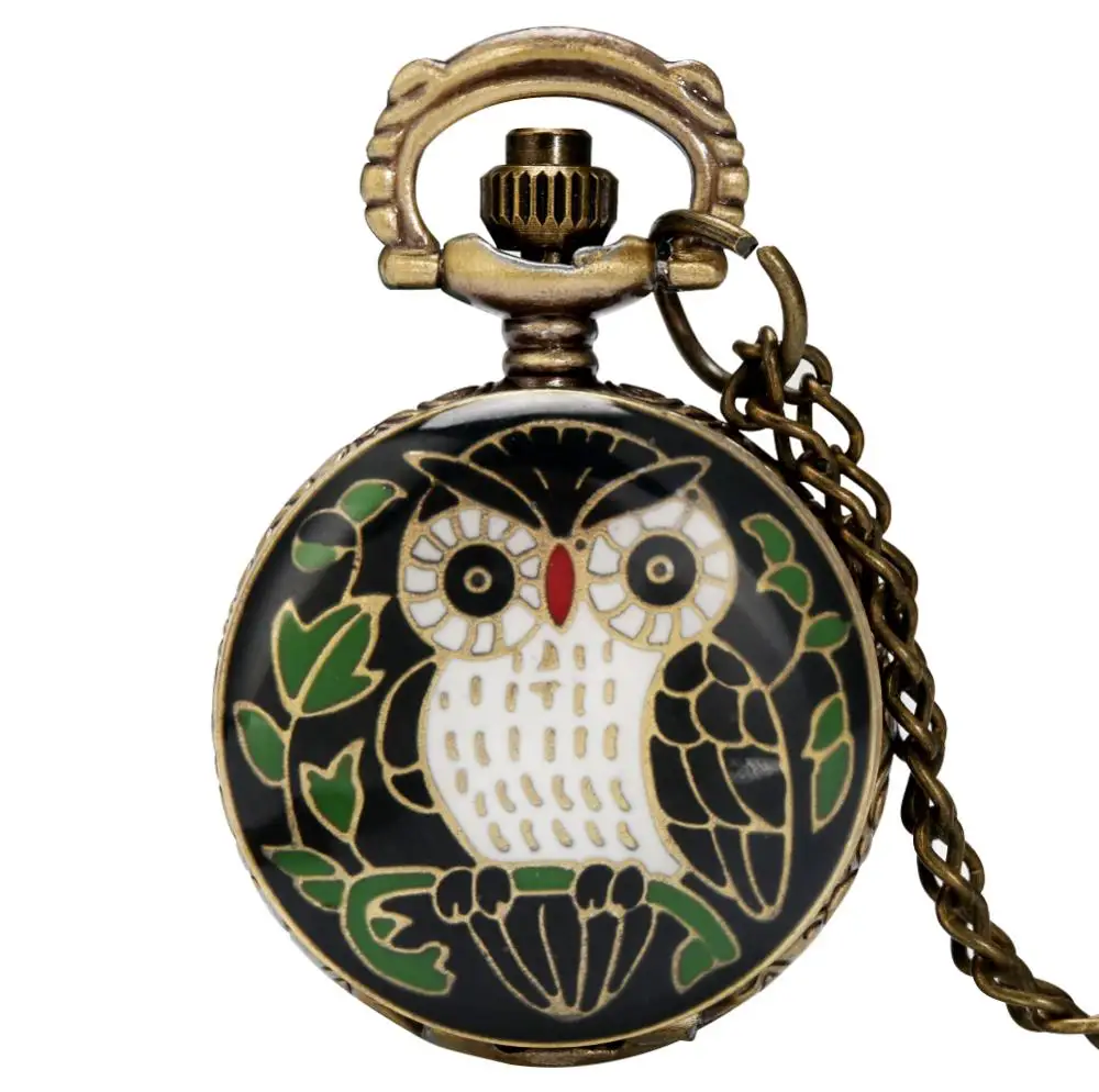 

Little Cute Mini Size Small Dial Owl Bronze Quartz Pocket Watch Lovely Necklace Clock Hour Pendant for Boys Girls Gifts Relogio