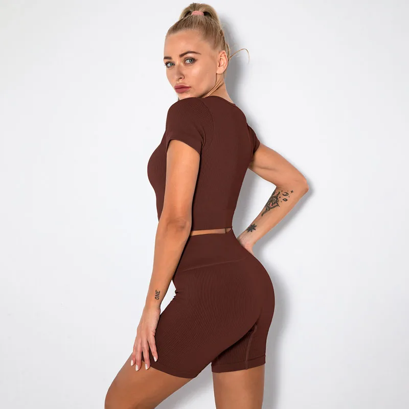 2/4/6PCS Seamless Women Yoga Set Workout Sportswear Fitness Bra Sport Pants Gym Clothing High Waist Leggings Shorts Sports Suits