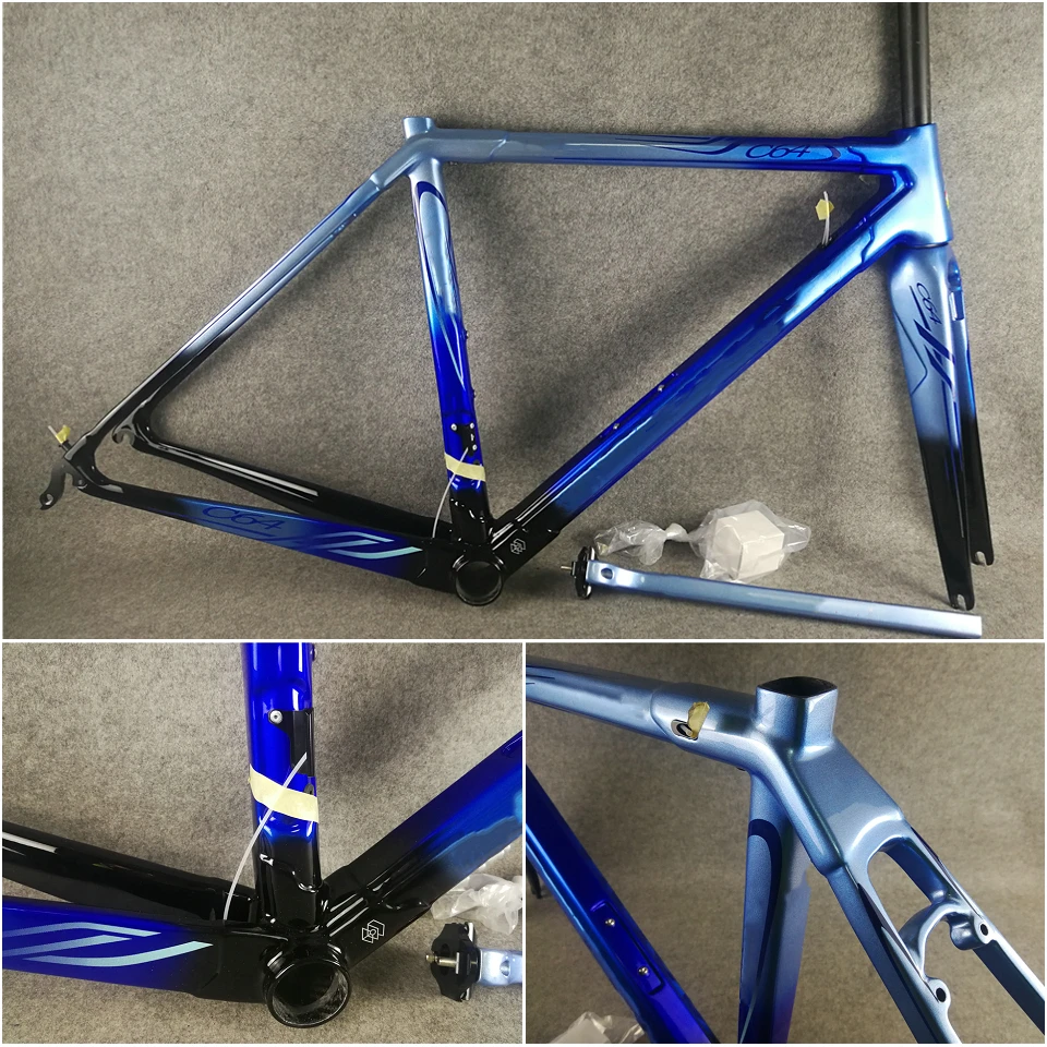New Color Blue Black Glossy C64 Carbon Road Frame Carbon Fiber Frames