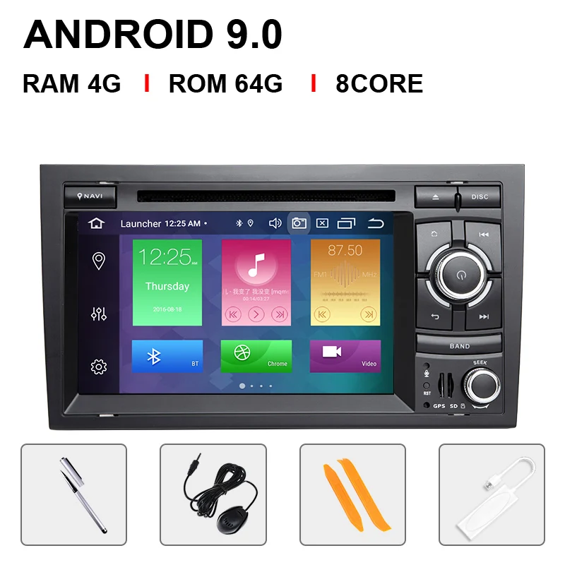 2 Din Автомобильный мультимедийный плеер gps Android 9 DVD Automotivo для Audi A4 B8 B6 B7 S4 B7 B6 RS4 B7 SEAT Exeo quad core ram 4G Carplay - Цвет: 8 Core 64ROM Carplay
