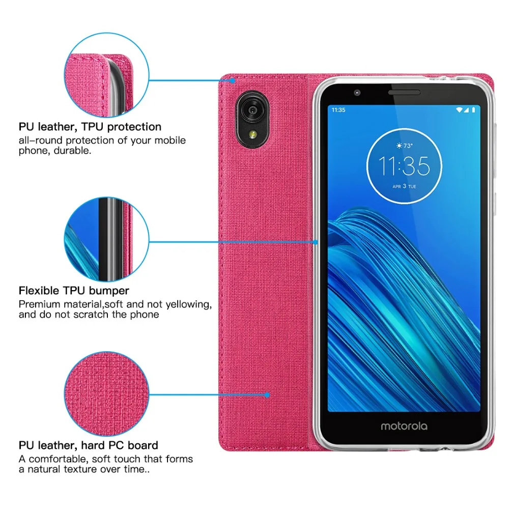 Для Motorola Moto E6 Чехол Кожаный Фолиант раскрывающийся чехол с подставкой и кредитными слотами для Moto E6