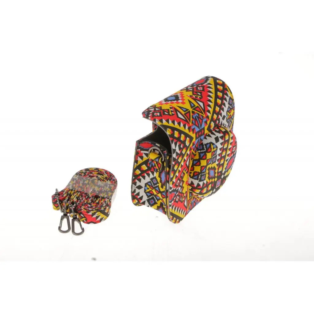 Portable Flower PU Leather Camera Case Protective Shoulder Bag Holder for Fujifilm Instax Mini 8 Camera Bohemian Style