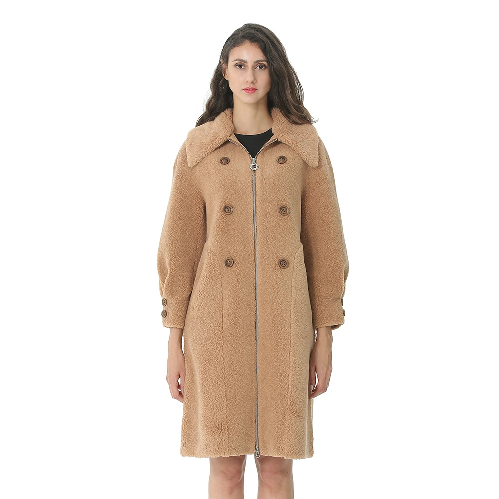Осенне-зимнее женское пальто, повседневные шерстяные одноцветные куртки, блейзеры, женское элегантное двубортное длинное пальто для девушек - Цвет: Khaki