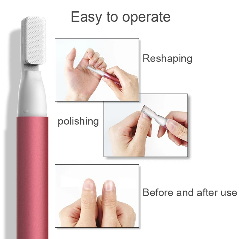 

Aluminum Electric Nail Drill Nanoparticle Design Block Buffer File Pink Color Handle Grinding Sanding Portable Nail Art DIY Tool