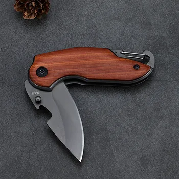 

Pocket Knife rosewood Folding knife Mini Pocket Folding Knife Titanium Gray Stainless Steel Blade Wood Handle Camping knife