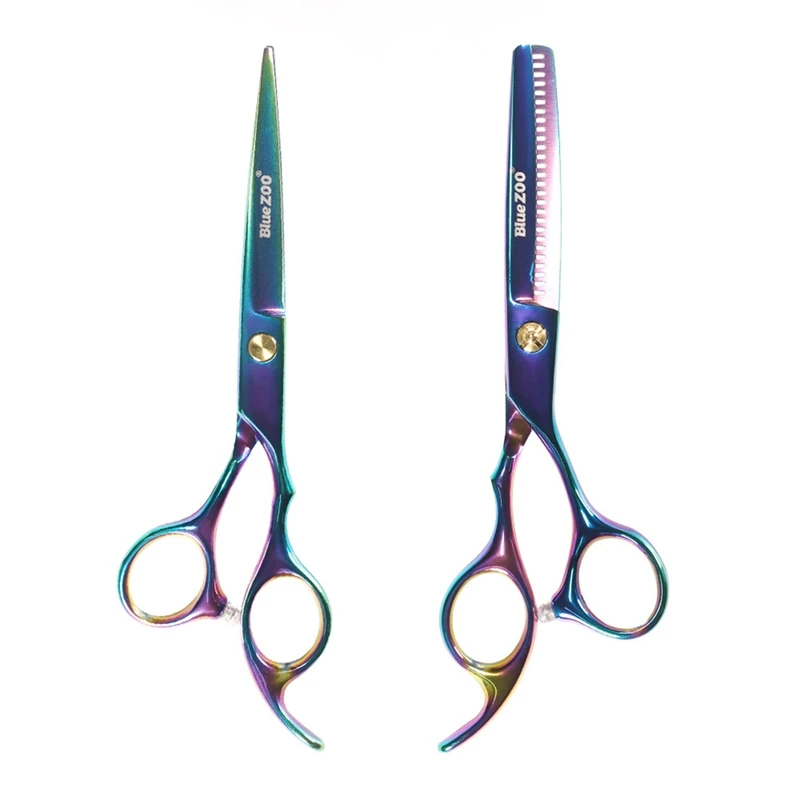 6 Inch Cutting Thinning Styling Tool Hair Scissors Stainless Steel Salon Hairdressing Shears Regular Flat Teeth Blades