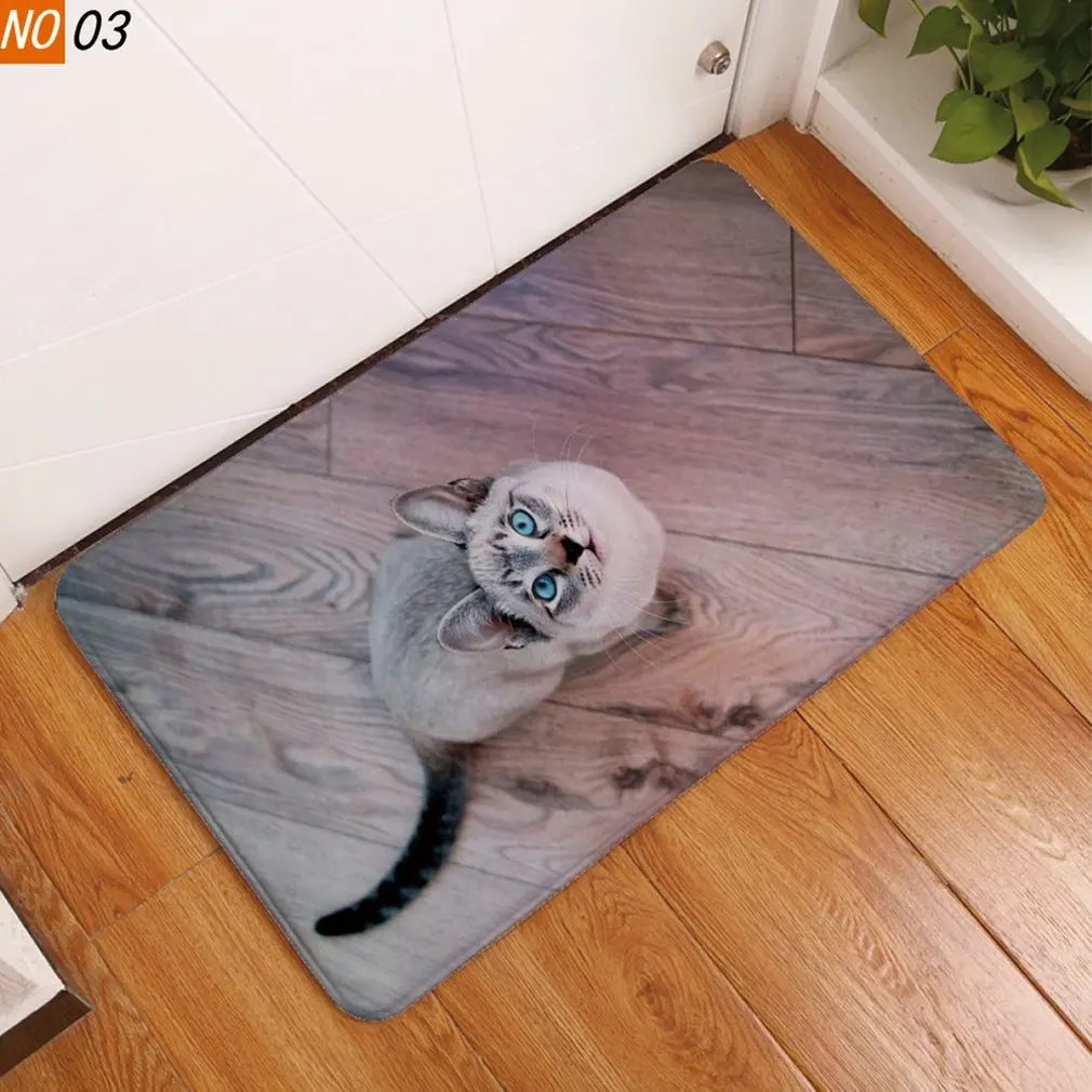 Светло-желтый 3D Kawaii Cat Print Добро пожаловать Коврики для спальни прихожей ковер Противоскользящий мягкий коврик для гостиной кухни - Цвет: Светло-желтый