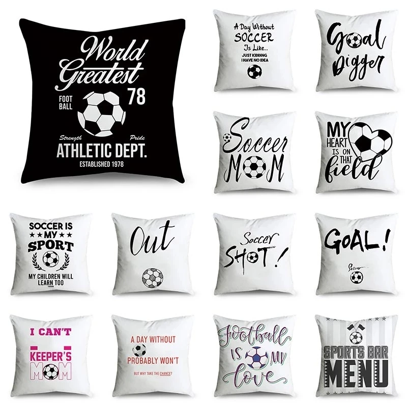 

Cartoon football pattern polyester fiber Cushion Cover Pillow Case Home Sofa Car Decor Pillowcase 45X45cm velvet cushion يوتيوب