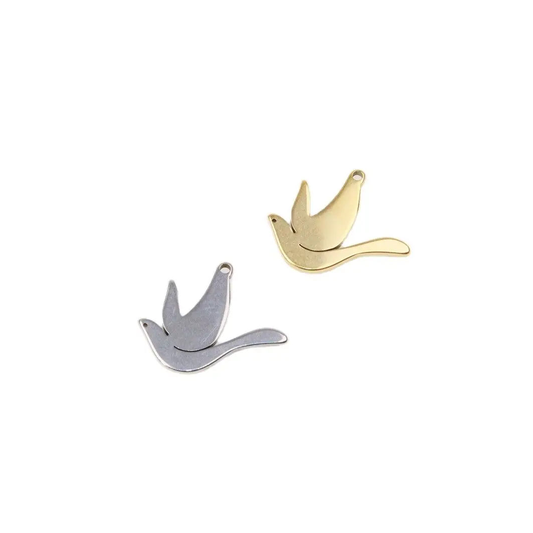 스테인리스강 예쁜 비둘기, DIY 발목 귀걸이, 무색 2 가지 색상, 도매, 15mm, 10 개