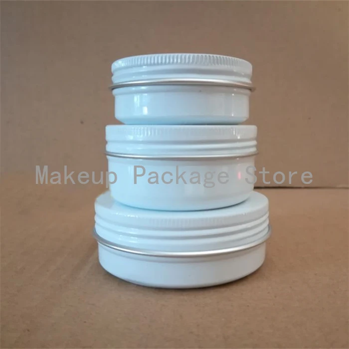 

10/15/30/50/60/80/100/150g refillable box white empty round aluminum metal tin cans cosmetic cream DIY jar tea Aluminum Pot