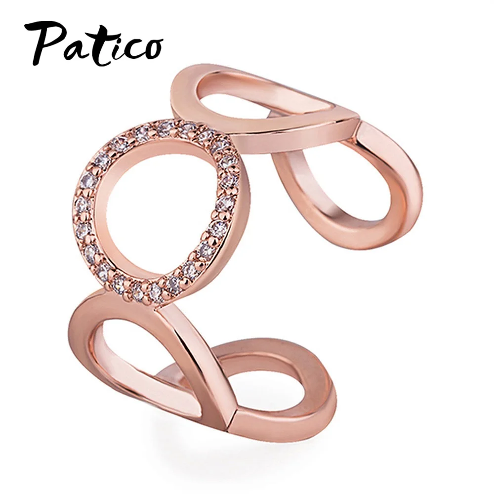 Rose Gold Color 02 Корейские 925 пробы серебряные кубические циркониевые кольца для женщин Личность Открытие сустав пальца кольцо Свадебная вечеринка ювелирные изделия - Цвет основного камня: Rose Gold Color 02