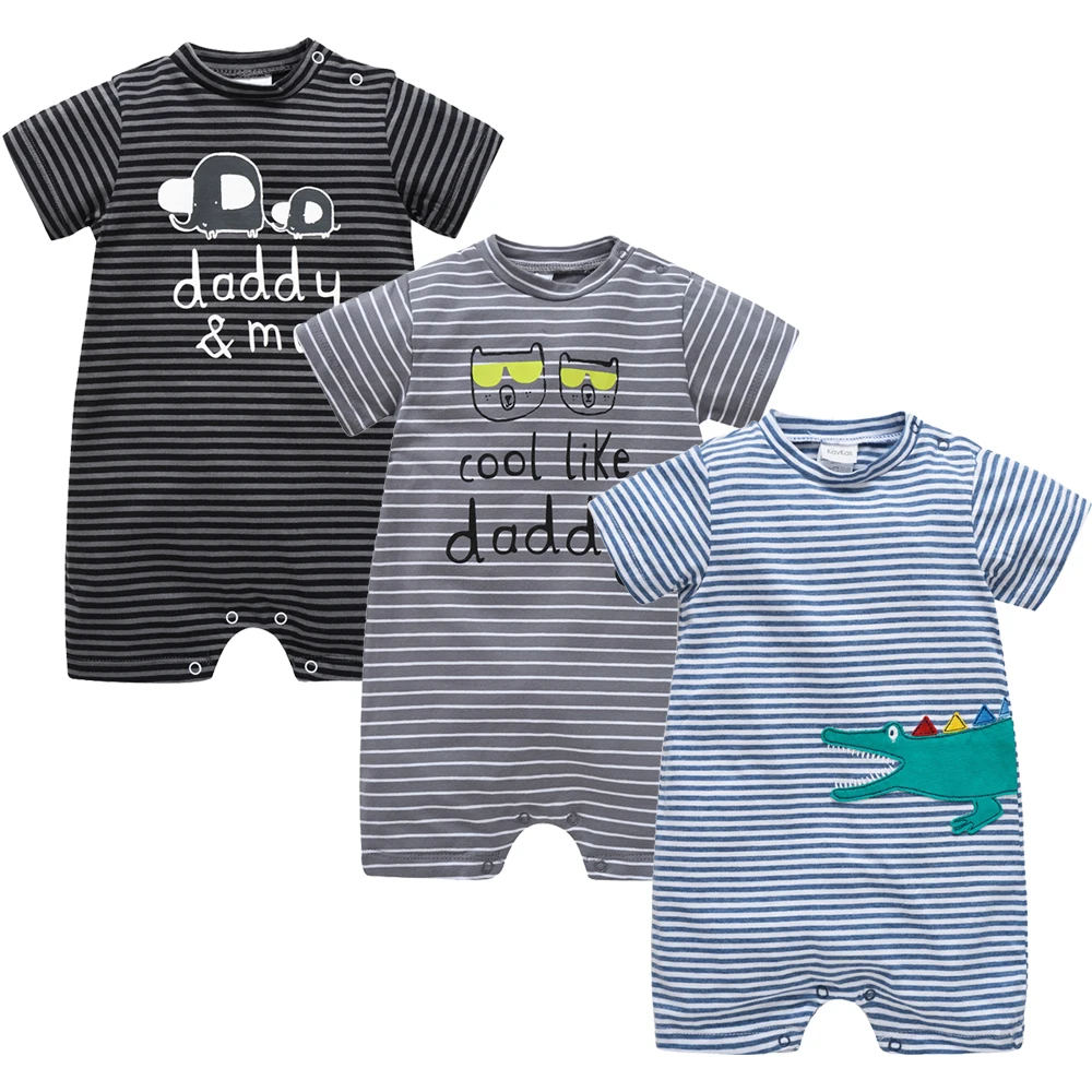 Kavkas/3 шт./партия Комбинезоны для маленьких девочек и мальчиков; roupa bebe; Одежда для новорожденных; хлопок; милый комбинезон с принтом животных