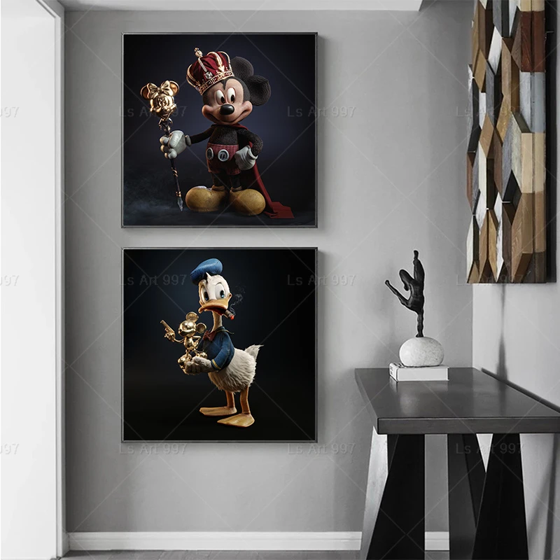 女の子と寝室のためのミッキーマウスとドナルドダックの壁画 印刷されたポスター キャンバス絵画 家の装飾 絵画 書道 Aliexpress