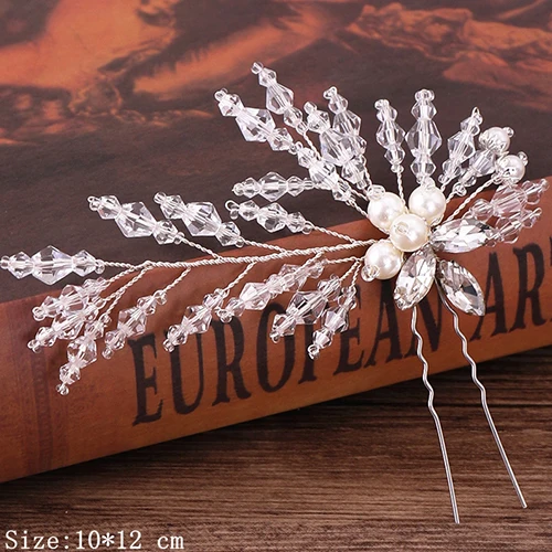 Bridal Hairpins Wedding Hair Accessories Tiara Pearl Rhinestone Flower Bridal Headpiece Wedding Hair Pins For Women Hair Jewelry Silver