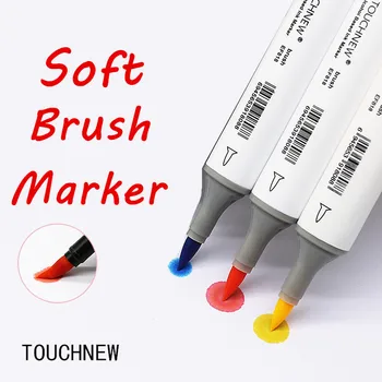 TOUCHNEW 1 pz pennarelli artistici set di penne schizzo pennello morbido pennello per inchiostro alcol doppi punte pennarello da disegno professionale 1