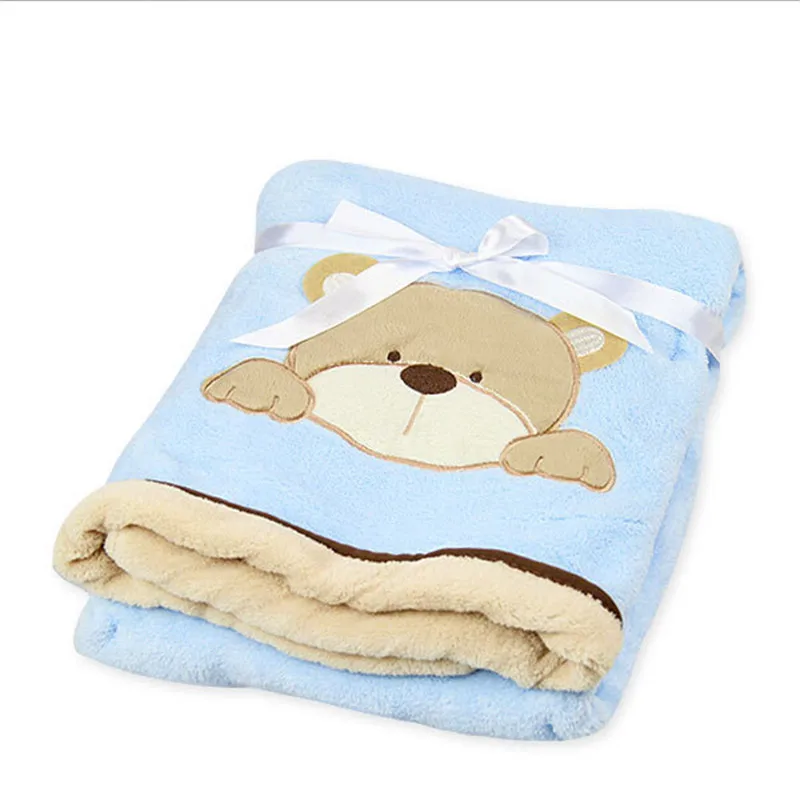 blue bear Супер мягкое детское одеяло из кораллового флиса, постельные принадлежности для детской кроватки, одеяло с рисунком обезьяны/кролика/медведя, подарок для новорожденных мальчиков и девочек 100*80 см - Цвет: blue bear