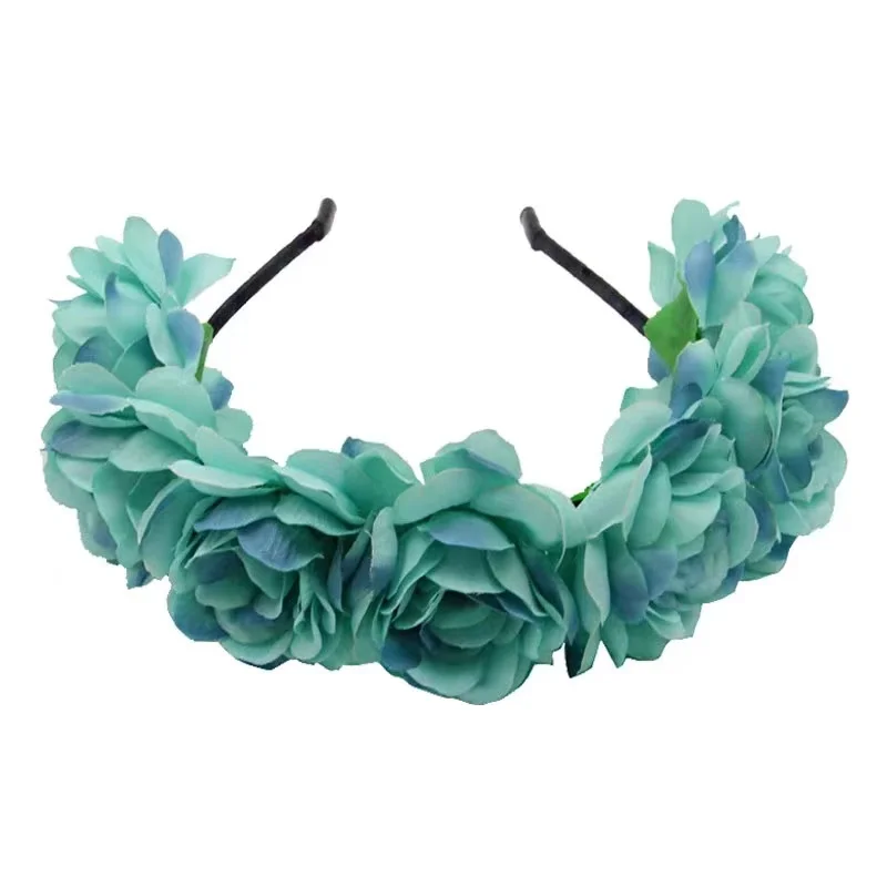 bridal flower crown headband wedding headpiece pink girl blue flower headbands women bridesmaid hair band accessories
